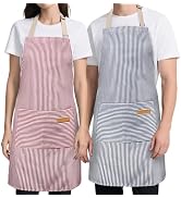 Cardkiss 2 Pack Kitchen Cooking Aprons, Soft Aprons for Women Men with 2 Pockets Chef Apron with ...