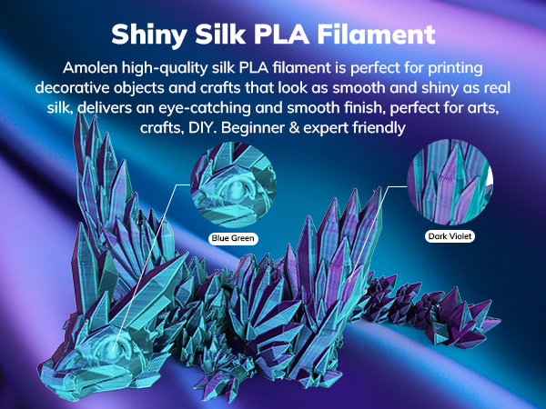 Silk PLA 3D Printer Filament, Multicolor 1.75mm PLA