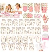KINGSOW Chenille Letters Adhesive Patches: 78 PCS Pre-Sort White Fuzzy Alphabet Stickers Patch - ...