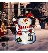 Lighted Christmas Garden Flag 18x12, 8 Modes Double Sided Solar Christmas Decorations Outdoor LED...
