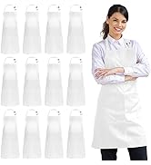 Syntus 12 Pack Bib Apron Waterdrop Resistant with 2 Pockets Cooking Kitchen Apron for Women, Men ...