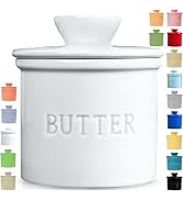 PriorityChef French Butter Crock with Lid, Get on Demand Spreadable Butter, Ceramic Butter Keeper...