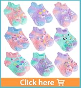 Baby Girls Toddlers Grips Socks Kids Non Slip Anti Skid Ankle Unicorn Cotton No Show Socks with G...