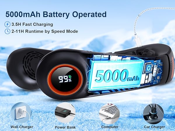 neck fans that blow cold air rechargeable