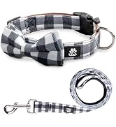 IVY&LANE 3 PCS Dog Bowtie Collar with Leash Set | Plaid Adjustable Dog Collar Pet Collars | Remov...