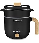 Audecook Electric Hot Pot with Steamer, 1.5L Portable Non-Stick Mini Rapid Ramen Cooker, Travel M...