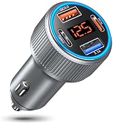 Car Charger USB C, 65W Multi Port Dual 12V Cigarette Lighter USB Car Charger Adapter with Voltage...