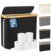 TACGEA Toilet Paper Storage Basket, Toilet Paper Container with Lid, Bathroom Organizer Hold up t...