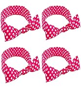 AHONEY 4 Pack Pink Headband Bow Headbands for Women Wire Headband Bandanas for Women Retro Polka ...
