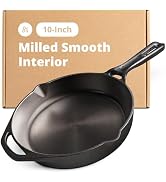 Greater Goods 10-Inch Cast Iron Skillet Frying Pan – Milled Smooth Cast Iron Cooking Surface, Org...