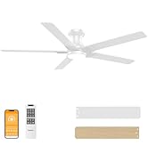 DAMINY 52 inch White Ceiling Fans with Lights,5 Blades,6CCT, Low Profile,Remote Control,for Bedro...