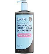 Biore Deep Pore Charcoal Face Wash, Daily Facial Cleanser for Dirt & Makeup Removal, for Oily Ski...