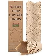 Gifbera 200pcs Natural Tulip Cupcake Liners Paper Baking Cups with Unbleached Parchment Paper, Me...