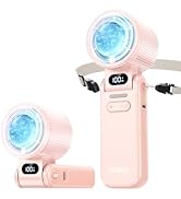 DIGIX Portable Handheld Turbo Fan with Ice Cooling, Rechargeable Personal Fan, Up to 15Hrs Coolin...