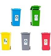 SHINEOFI Miniature Garbage Cans Mini Trash Can Toys with Opened Lids Simulation Curbside Waste Bi...