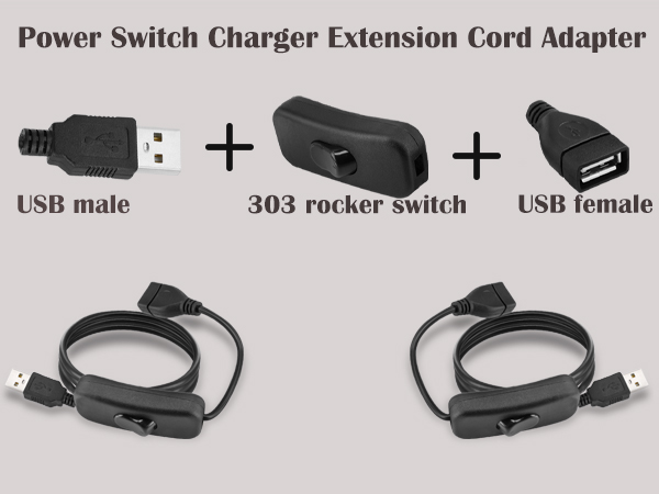 usb power switch charger cable usb male to female power switch extension charging cord