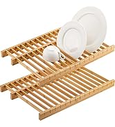 Lawei 2 Pack Over The Sink Dish Drying Rack, Bamboo Dish Rack Plate Stand Pot Lid Holder Kitchen ...