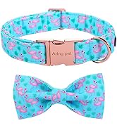 ARING PET Flamingo Dog Collar-Cotton Dog Collar with Bow, Adjustable Summer Bowtie Dog Collars wi...