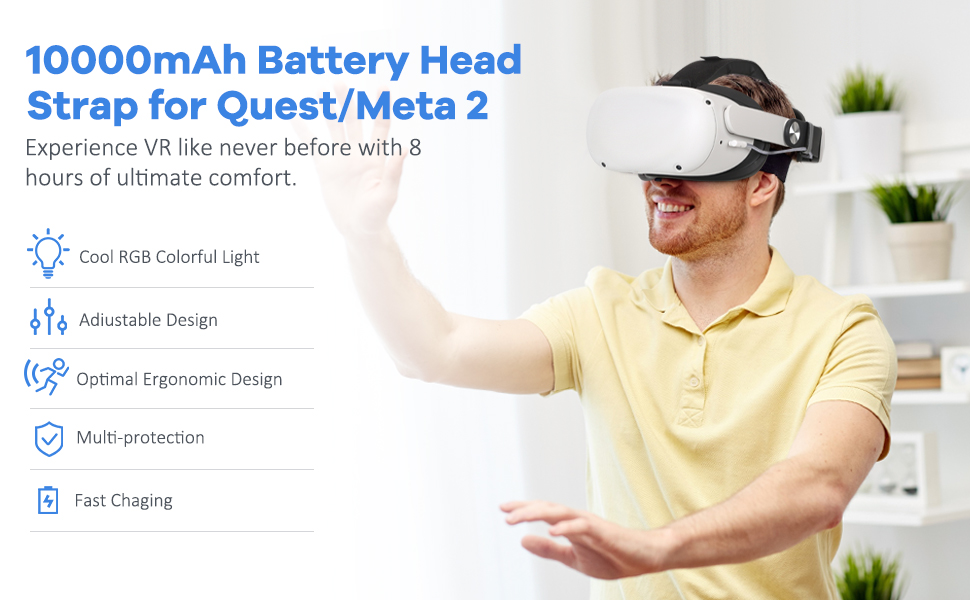 10000mAh Battery Head Strap for Quest 2