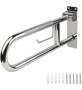 Rackickyer Handicap Grab Bar, 23.6 Inch Stainless Steel Toilet Safety Rails, Disabled Flip-Up Bat...