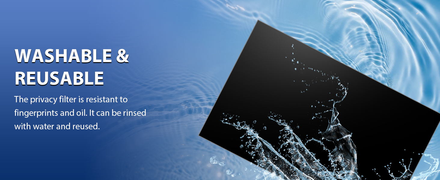 Text reads 'WASHABLE & REUSABLE' with blue background showing cleaning or maintenance-related imagery.