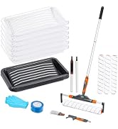 PinStone 22pcs 12"-18" Adjustable Large Paint Roller with Tray & Liners Kit: 1-5Ft Aluminum Exten...