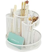 Annova Mesh Desk Organizer Rotate with 6 Compartments Round Spinning Tidy Candy/Pen Holder Desk A...