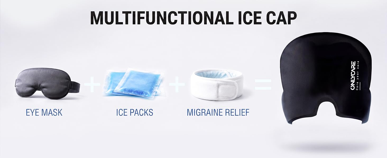 Migraine Relief Cap, Upgraded Headache Relief Cap with Odorless Reusable Gel