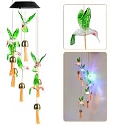 Hummingbird Gifts for Women Mom Grandma,Hanging Solar Wind Chimes for Outside,Waterproof LED Gard...