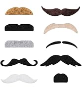 KICNIC Fake Mustaches Self Adhesive Novelty Hairy Beard Costume Facial Hair for Party Supplies De...