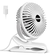 BESKAR Clip on Fan, 360° Rotation Quiet Stroller Fan with Strong Airflow,3 Speeds, Portable Small...