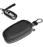 YSFER Car Key Case, Leather Auto Key Chain Protector with Metal Hook, Anti Scratch Keychain Stora...