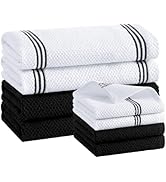 Homaxy 100% Cotton Kitchen Towels and Dishcloths Set, 12 x 12 & 16 x 26 Inches, Set of 8 Bulk Dua...