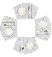 SHACOS Round Table Placemats Wedge Placemat Set of 4 Non Slip Heat Resistant Woven Vinyl Table Ma...