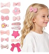 BAISEN Baby Girl Hair Clips & Bows - 15 Pack Fully Lined Non Slip Barrettes for Fine Hair | Handm...