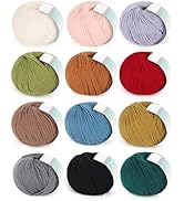 Coopay Yarn for Crocheting, 12 Premium Wool Yarns - 98% Wool 2% Cotton, 1.76oz, 164yds - Crochet ...