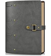 Leather Journal Notebook, 100 GSM Thick Lined Paper Refillable Vintage Travel Notebook with Gift ...