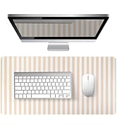 Beige Striped Desk Mat XXL Large Mouse Pad Cute Desk Pad Kawaii Aesthetic Keyboard Laptop Compute...