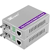 XZSNET A Pair of Gigabit ST to RJ45 Converter, Multi-Mode Fiber to Ethernet Media Converter (Buil...