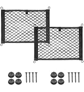 VCYOPN 2 PCS Small Cargo Nets, 14"×10" Double Layer Car Organizer Net with Mounting Screws & Hook...