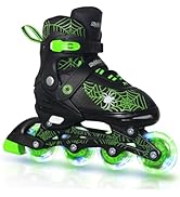 Nattork Kids Adjustable Inline Skates with PU Flash Wheels, Fun Roller Skates for Ages 4-12, Indo...