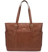 LOVEVOOK Laptop Tote Bag for Women,Vintage Leather Work Tote Bag for Women, 15.6 Inch Computer Br...