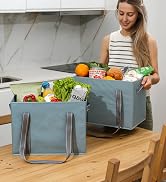 VENO 2 Pack Reusable Grocery Bags, Shopping Bags for groceries, Extra Large Utility Tote with Han...
