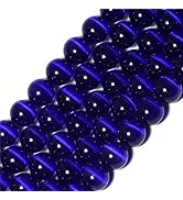 HAAMIIQII 60pcs 6mm Dark Blue Cat Eye Beads Round Loose Gemstone Beads for Jewelry Making Strand ...