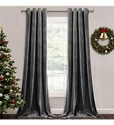 StangH Grey Velvet Curtains for Living Room 96 inches Long Blackout Curtains for Bedroom Grommet ...