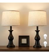 Hikczc Vintage Table Lamp for Living Room Bedroom, 18.5" Farmhouse Bedside Lamps Nightstand Lamp ...