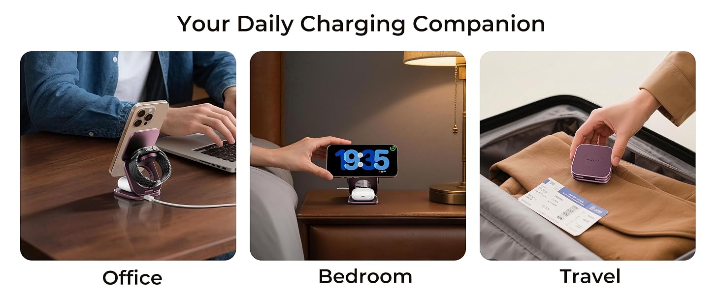 3 in 1 travel charger 3 in 1 travel charging station kuxiu charger 3 in 1 X40 turbo qi 2.2