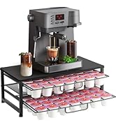 ECOLOVI K Cup Holder Organizer for 70 Pods, 2-Tier Coffee Pod Holder for K-Cup with 2 Sliding Sto...