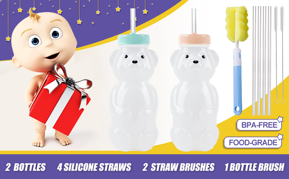 Honey Bear Straw Cups