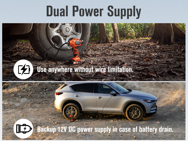 Battery Powered Air Compressor - Dual Power